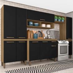 Armário De Cozinha Tieli 5 Peças Boreal/preto - Móveis Arapongas