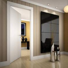 Kit Porta de Madeira Lisa Laqueada 210cmx90cm Moldufama Esquerda Branco