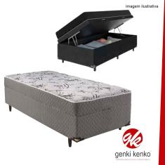 Cama Solteiro Box Baú Conjugada Com Mola Poliester