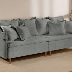 Sofá Fixo Atlas 3 Lugares Luxo 1,80 M Cinza