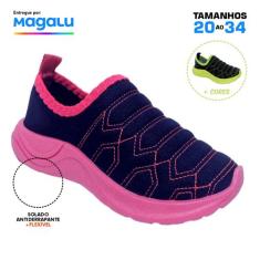 Tênis Calce Fácil Menina Feminino sapato de enfiar opé elástico solado