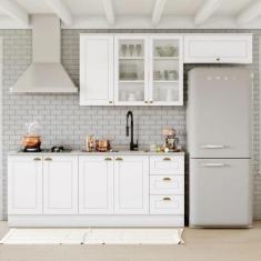 Cozinha Compacta 04 Peças Com Aéreo Para Geladeira Americana Branco - 