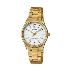 Relógio Feminino Casio Dourado Fundo Branco Pulseira Aço