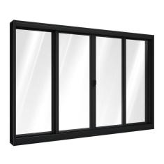 Janela De Aço De Correr Central 4 Folhas 120x150cm Aço Pronto Riobras Preto