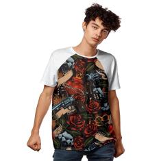 Camiseta Guns And Red Roses Fashion 2020-Masculino