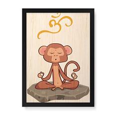 Arte Maníacos Quadro Decorativo em Madeira Meditacaco - 23x16,25cm (Moldura caixa em laca preta)