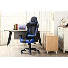 Cadeira Gamer Azul e Preta Giratória com Regulagem de Encosto e Braços - Panther - LMS-BE-8-141