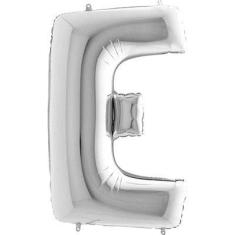 Balão Metalizado Prata Letra E - 1 Metro