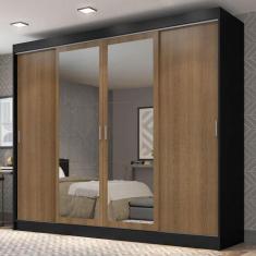 Guarda-Roupa Casal Madesa Austin 4 Portas de Correr com Espelhos 3 Gav