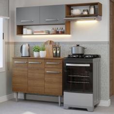 Armário de Cozinha Compacta 165cm Rustic/Cinza Emilly Madesa 07, Rusti