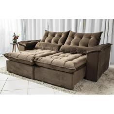 Sofá Retrátil Reclinável 2,30m Antonella em Tecido Veludo C/Molas Ensa