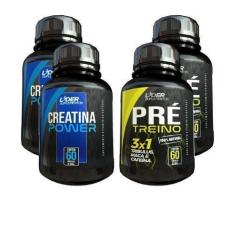 Creatina E Pré Treino - 60 Cápsulas De 500Mg Kit Com 4 Potes - Lider V