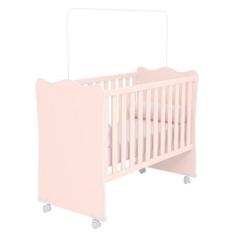 Berço com Rodízio Quarto Infantil Bebê Rosa Acetinado - Qmovi