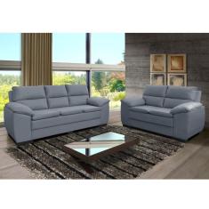 Conjunto Sofá 2 e 3 Lugares Equador Suede Liso Estofados Requinte