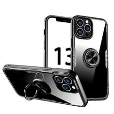 SORAKA Capa transparente para iPhone 13 Pro Max com suporte para anel,capa de PC rígida transparente Capa iPhone 13 Pro Max com placa de metal para suporte magnético de telefone para carro