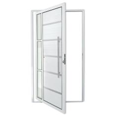 Porta de Alumínio Pivotante Lambri 210x100cm com Puxador Miraggio Super Brimak Branco