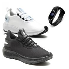 Combo 2 Tênis Masculino Academia Caminhada Leve + Relógio-Masculino