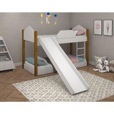 Beliche Infantil Com Escorregador Juvenil Luiza - Branco E Castanho Claro