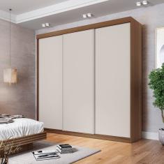 Guarda-roupa Casal 3 Portas de Correr Lisas Samambaia Cabecasa Madeiramadeira Freijó/Off White