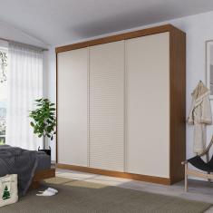 Guarda-roupa Casal 3 Portas de Correr Samambaia Cabecasa Madeiramadeira Freijó/Off White