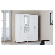 Guarda Roupa Solteiro Ambiente Cordoba 4 Portas Branco Brilho - Poquema