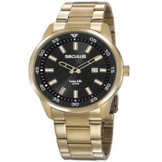 Relógio Seculus Masculino Long Life Dourado 20786Gpsvda3