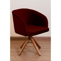 Poltrona Decorativa Redonda Pé Giratório de Madeira