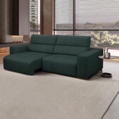 Sofá Decorativo Barbosa 3 Lugares Sala de estar 230cm Reclinável e Retrátil Couro Verde Musgo G88 - Gran Belo