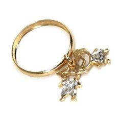 Anel de ouro 18k com pingentes  filhos - Elegancy Joias, Menina, 27