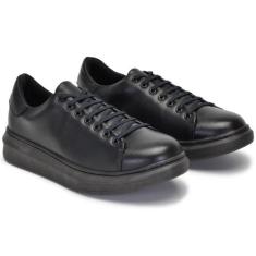 Tênis Casual Masculino Couro Macio Cadarço Liso Moderno - Mila Marques