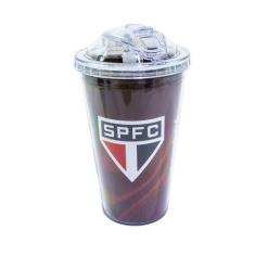 Copo de Plástico Com Canudo 450ml São Paulo SPFC - mileno