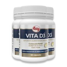 Kit 3 Vita D3 Vitamina D 60 Cápsulas Vitafor
