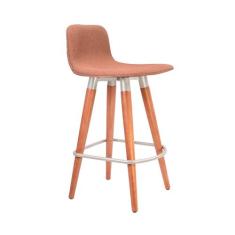 Banqueta Baixa Linea Aço Champanhe Assento Terracota - D'FACTO 33