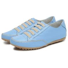 Tenis Sapatilha Feminina Couro Conforto Palmilha EVA Macia Solado Borr