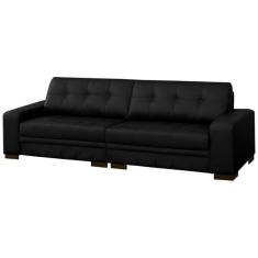 Sof  4 Lugares 280cm Milano Couro Preto Fosco G58 - Gran Belo