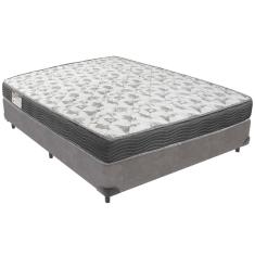 Cama Box Cinza e Colchão ISO100 Espuma D33 Casal Ortobom