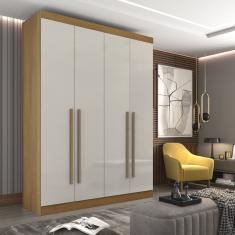 Guarda Roupa Solteiro 4 Portas 3 Gavetas Paris Plus D Doro Cinamomo/Off White