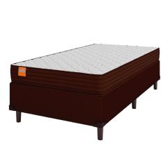 Cama Box Solteiro Colchão Molas Ensacadas 88x188x60cm Marrom/Branco Suporta Até 200kg Por Pessoa