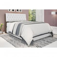 Cabeceira Box Queen 1,58 Isis Chocolate Com Capitonê Branco - Framar Móveis