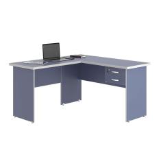 Mesa Em L Com Gaveteiro Carper Azul
