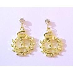 Brinco Profissões Farmácia Farmacêutica Folheada A Ouro 18K