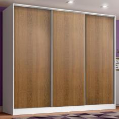 Guarda Roupa Juvenil 100% MDF Madesa Kevin 3 Portas de Correr - Branco/Rustic