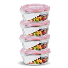 Conjunto 4 Potes Vidro Hermético Marmita Redondo 950 Ml