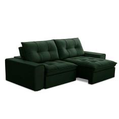 sofá 3 lugares retrátil e reclinável argos veludo verde
