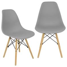 Kit 2 Cadeiras Charles Eames Eiffel Wood Design - Cinza - Magazine Rom
