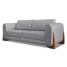 Sofá 3 Lugares Yves Linho Cinza 230 cm