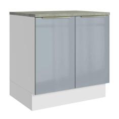 Balcão 80Cm 2PTSBranco/Cinza Lux Madesa Branco/Cinza