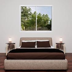 Janela de Alumínio de Correr 100x200cm 4 Folhas 2 Fixas com Vidro Liso Linha Solida MGM Branco
