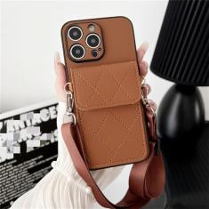 Capa de telefone crossbody de couro para iPhone 15 14 13 12 11 Pro XS Max XR X 7 8 6 6S Plus Carteira com capa de suporte de cartão, marrom, para iPhone 7(8)