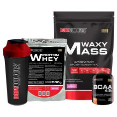 Kit Waxy Mass 3 Kg + Whey Protein 500 G + BCAA 4,5 100g + Coqueteleira - Bodybuilders-Unissex